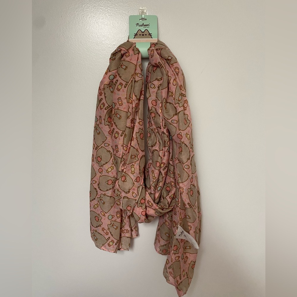 Pusheen the Cat sweets pink lightweight scarf NWT